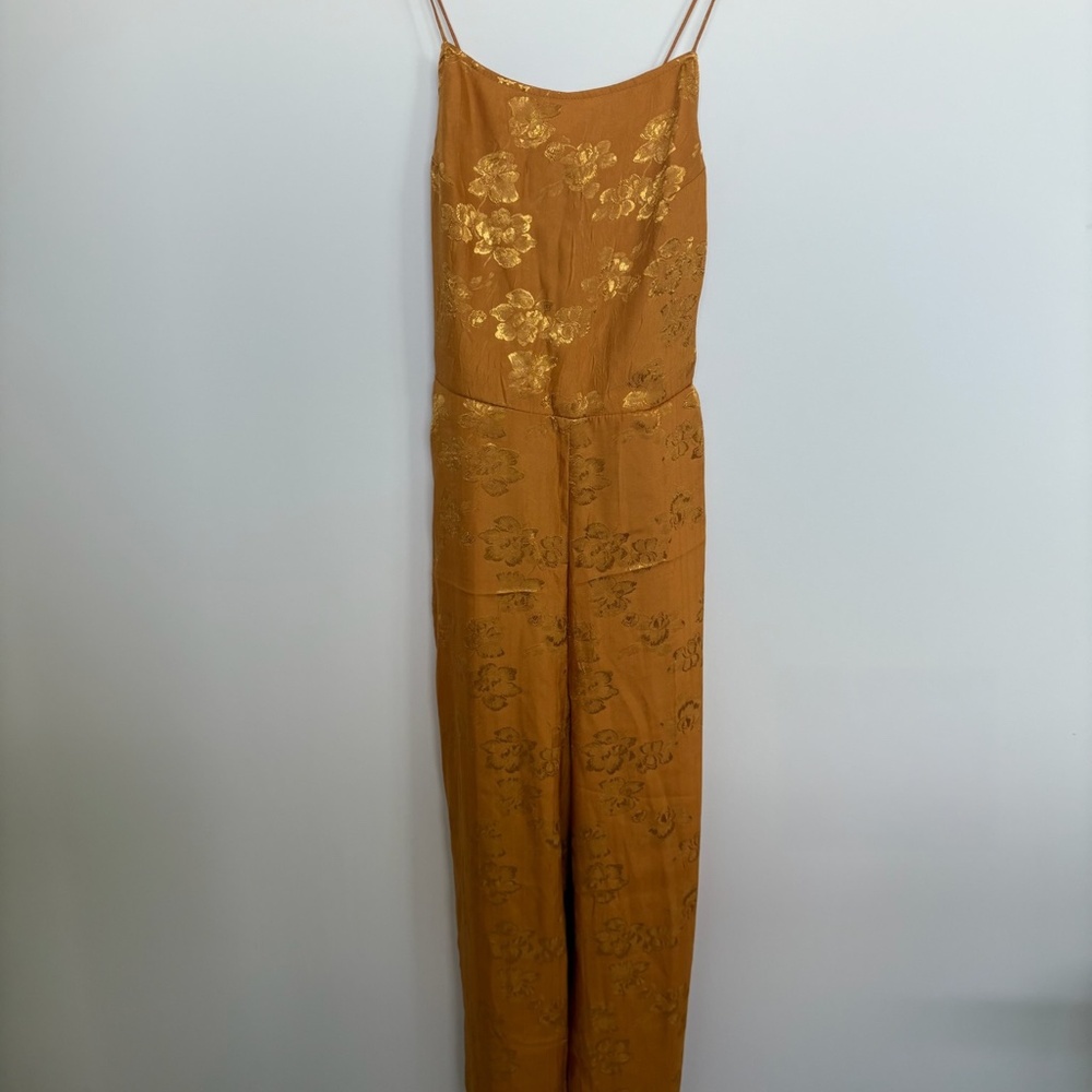 Urban Outfitters Gold Jacquard Jumpsuit